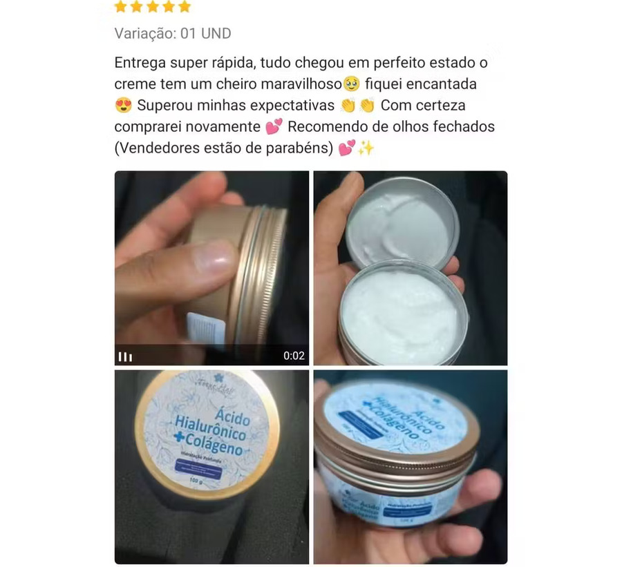Creme Antirrugas: avaliação de cliente