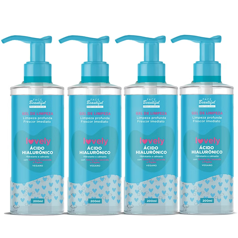 Gel de Limpeza Facial Ácido Hialurônico: 4 frascos