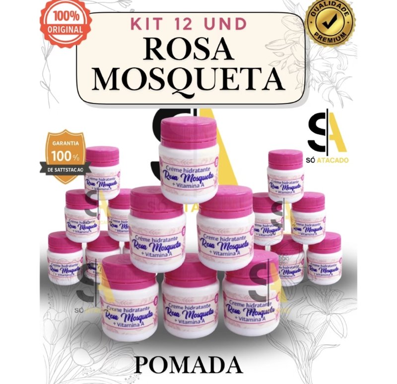 Vários potes do Creme Hidratante Rosa Mosqueta + Vitamina A