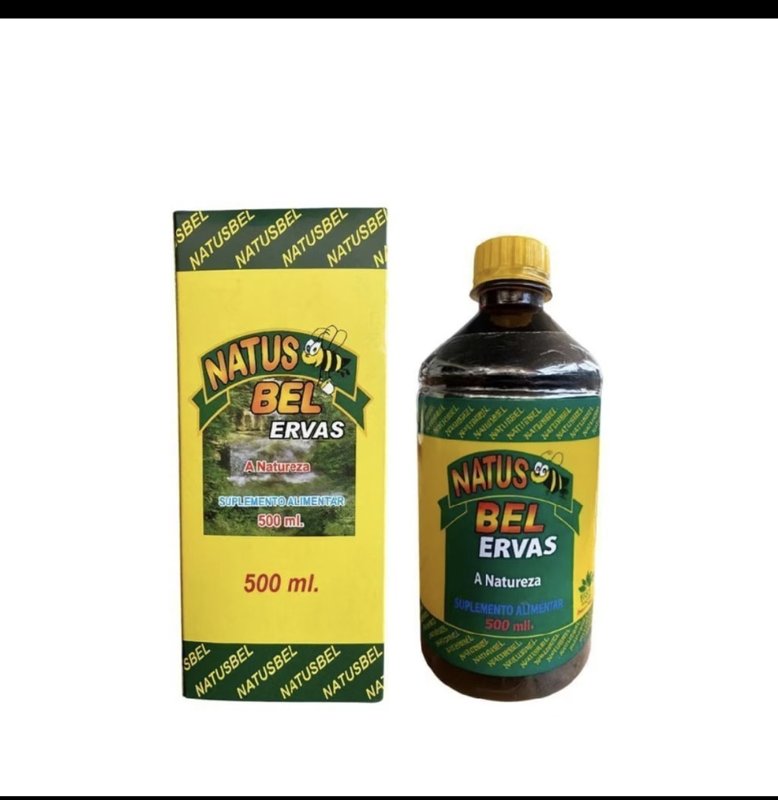 Tônico Natusbel Ervas: frasco e caixa de 500 mL