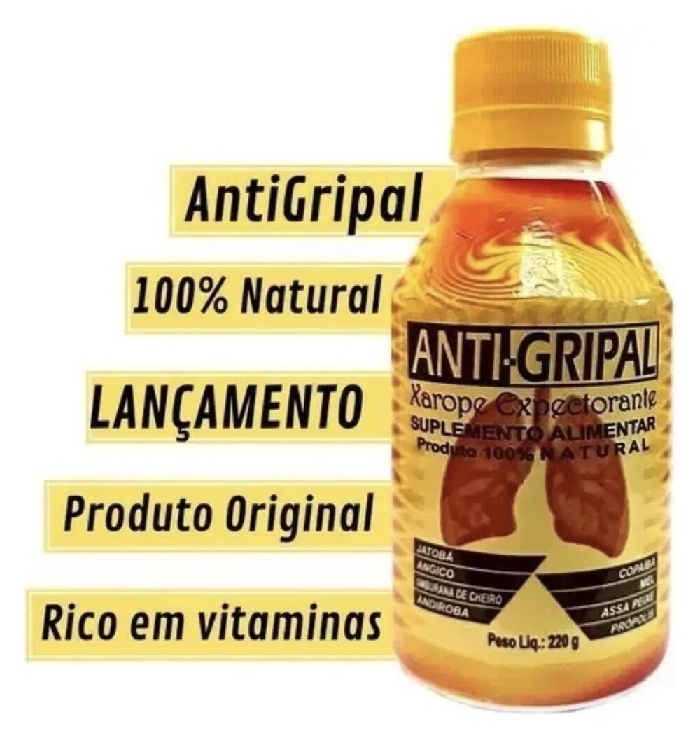 Xarope Lambedor Antigripal: frasco com rótulo AntiGripal